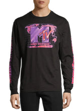 MTV Music Television Black Long Sleeve Retro Logo T-Shirt