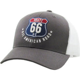 All American Road Trip Route 66 2 tone Gray & White Snapback Cap Trucker Hat