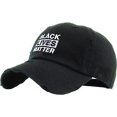 Black Lives Matter Distressed Adjustable Black Cap Dad Hat