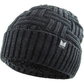 Cable Knit Basket Weave Sherpa Fleece Fur Lined Gray Winter Beanie Hat