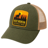 Rocky Mountain National Park Adjustable Trucker Hat Olive/Tan