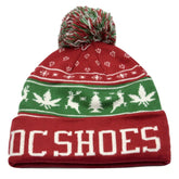 DC Shoes Xmas Puff Holiday Knit Pom Pom Winter Hat Christmas Beanie