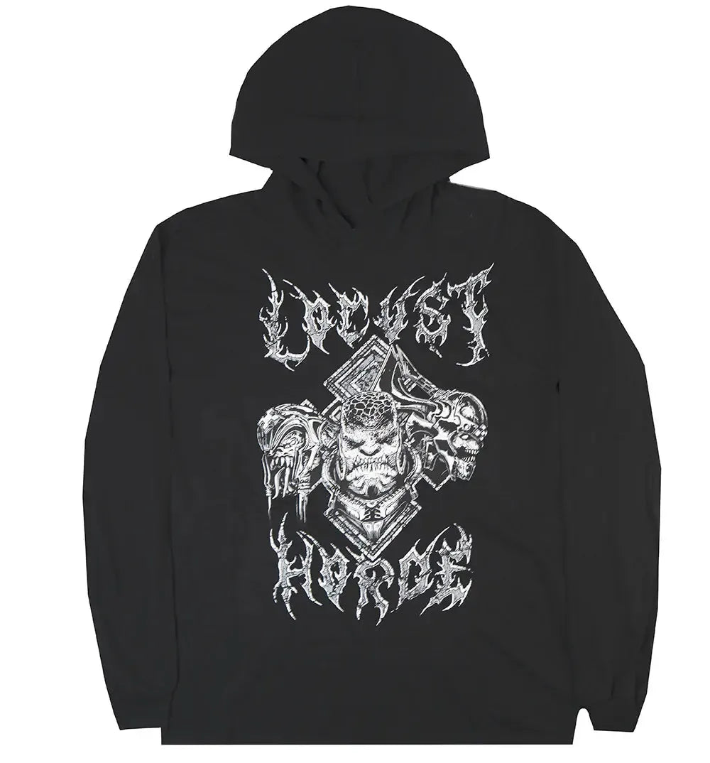 gears of war shirt Gears of War White Locust Swarm Graphic Black Hoodie Long Sleeve Shirt – Hat Trick Fan Gear