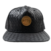 Capital Gains Men's Streetwear Weaved Leather Black Hat Adjustable Strap Back Cap