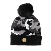 Capital Gains Streetwear Fuzzy Pom Winter Camo Beanie Knit Winter Hat