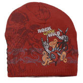 "Rock Gone Wild" Music and Skull-Themed Knit Cuffless Beanie