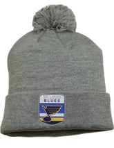 St. Louis Blues Gray Pro Cuffed Knit Beanie with Pom by Fanatics
