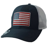 OHT Operation Hat Trick Patriotic USA Flag Blue & White Mesh Back Snap Back Hat