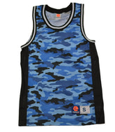 Elbow Grease Ocean Blue Camouflage Jersey Knit Fabric Tank Top For Men