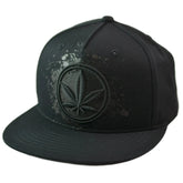 Pot Leaf Cannabis, 420, Mary Jane, Marijuana Leaf Logo Black Flat Bill Snapback Hat