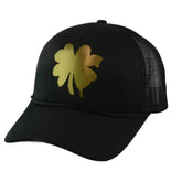 Lucky Daye Gold 4-Leaf Clover Black Snapback Trucker Hat - Positive Vibes Only