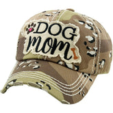 Dog Mom Vintage Distressed Adjustable Desert Camo Women's Baseball Hat