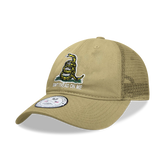 Don't Tread on Me Gadsden Flag Khaki Tan Relaxed Fit Trucker Hat Mesh Back Cap