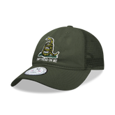 Don't Tread on Me Gadsden Flag Olive Drab Relaxed Fit Trucker Hat Mesh Back Cap