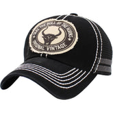 Grab the Bull by the Horns Vintage Distressed Black Cap Dad Hat