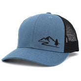Great Outdoors Wild Mountain Blue & Black Snapback Cap Trucker Hat