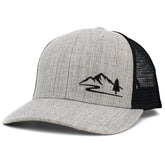 Great Outdoors Wild Mountain Light Gray & Black Snapback Cap Trucker Hat