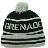 Grenade Letterhead Black & Gray Knit Pom Pom Beanie Winter Hat