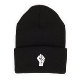 KB ETHOS Fist in the Air Black Cuffed Knit Winter Hat Watch Cap Beanie Toque