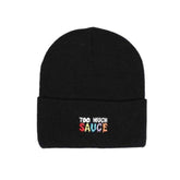 KB ETHOS "Too Much Sauce" Black Cuffed Knit Winter Hat Watch Cap Beanie