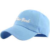KB Ethos Classic New York Dad Hat – Soft Cotton Sky Blue Strapback Cap