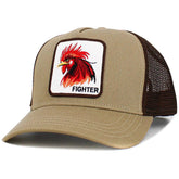 Animal Farm Style KB Ethos Rooster Fighter Tan/Brown Mesh Trucker Hat