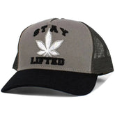 Stay Lifted 420, Pot Leaf, Cannabis Weed, Gray & Black Snapback Hat