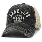 Lake Life Mesh Snapback Cap – KB Ethos Vintage Black & Khaki Hat