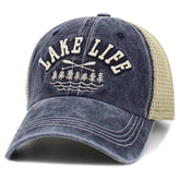 Lake Life Mesh Snapback Cap – KB Ethos Vintage Navy Blue & Khaki Hat