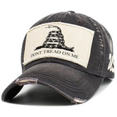 Don't Tread on Me 1776 Gadsden Flag Patched USA Distressed Gray Dad Hat