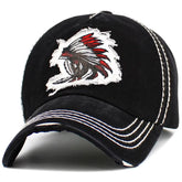 Native American Indian Warrior War Bonnet, Headdress Vintage Distressed Black Hat