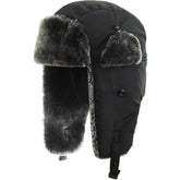 Black & Gray Fur Lined Trapper Winter Hat by KB Ethos - Stay Warm in Style