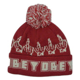 OBEY Clothing Bird Knit Pom Pom Winter Beanie Red Hat