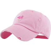 Pink Flamingo Vintage Adjustable Pink Distressed Hat