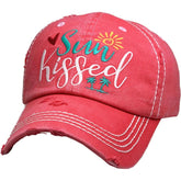Sun Kissed Vintage Distressed Adjustable Hot Pink Women's Baseball Hat