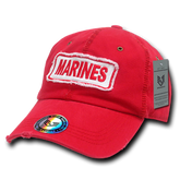 United States Marines USMC Distressed Stitch Cotton Red Military Hat by Rapid Dominance