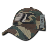 United States Tonal USA Flag Relaxed Fit Woodland Camo Tactical Hat, Military Cap by Rapid Dominance