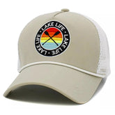 Great Outdoors Lake Life KB Ethos Khaki & White Snapback Cap Trucker Hat