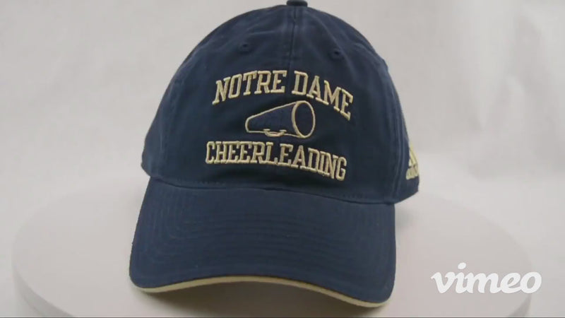 Notre Dame Fighting Irish "Cheer" Cheerleading Blue Relaxed Fit Adjustable Cap Dad Hat by Adidasupdated#gid://shopify/Video/29906671141018#video_id