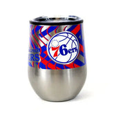 "Philadelphia 76ers NBA Stainless Steel Stemless Wine Glass - 11 oz Tumbler & Travel Lid"