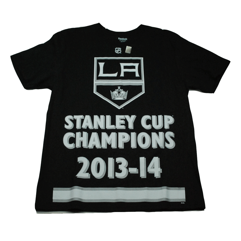 Los Angeles Kings Reebok NHL Stanley Cup Champions Large Hockey T-Shirt laying flat