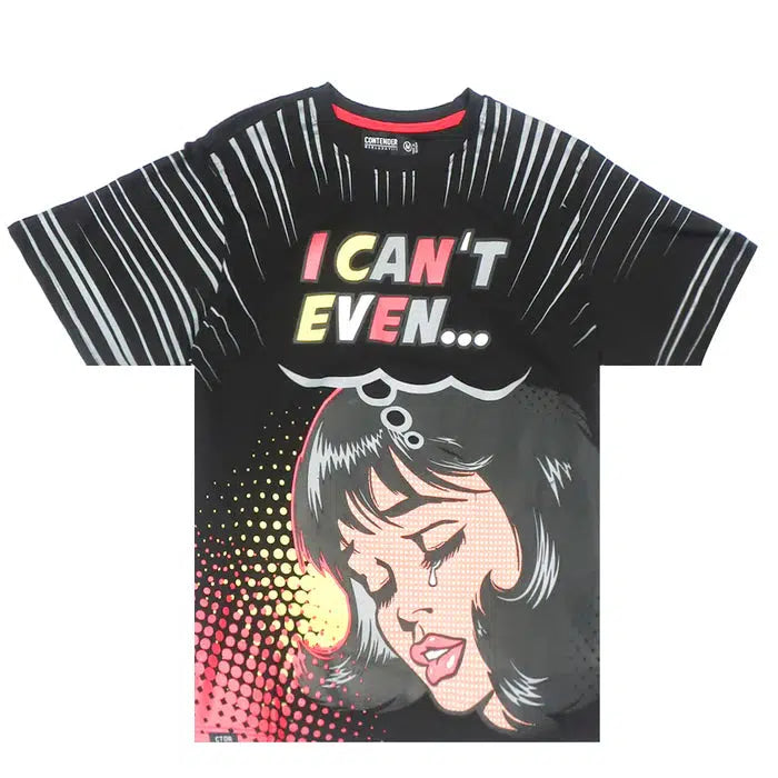 Contender "I Can't Even" Pop Art Graphic Men's Black T-Shirt