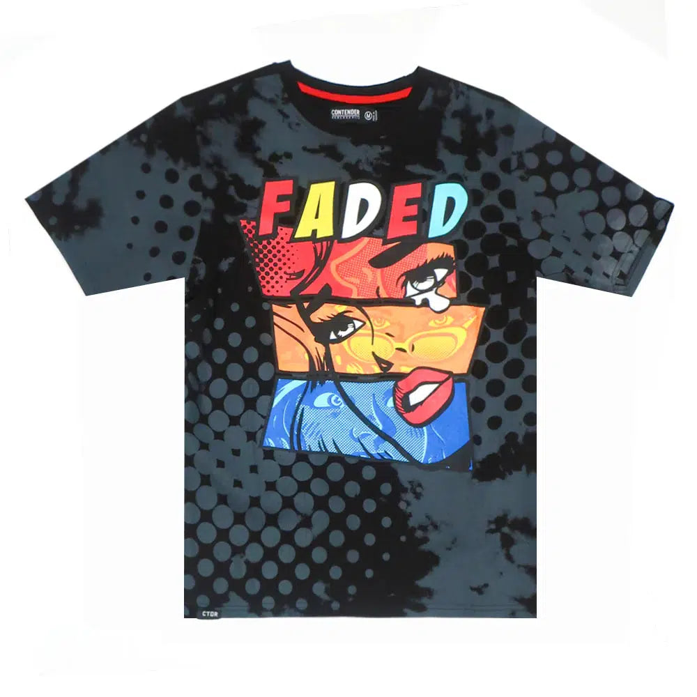 Contender "Faded" Pop Art Graphic Men's Black T-Shirt