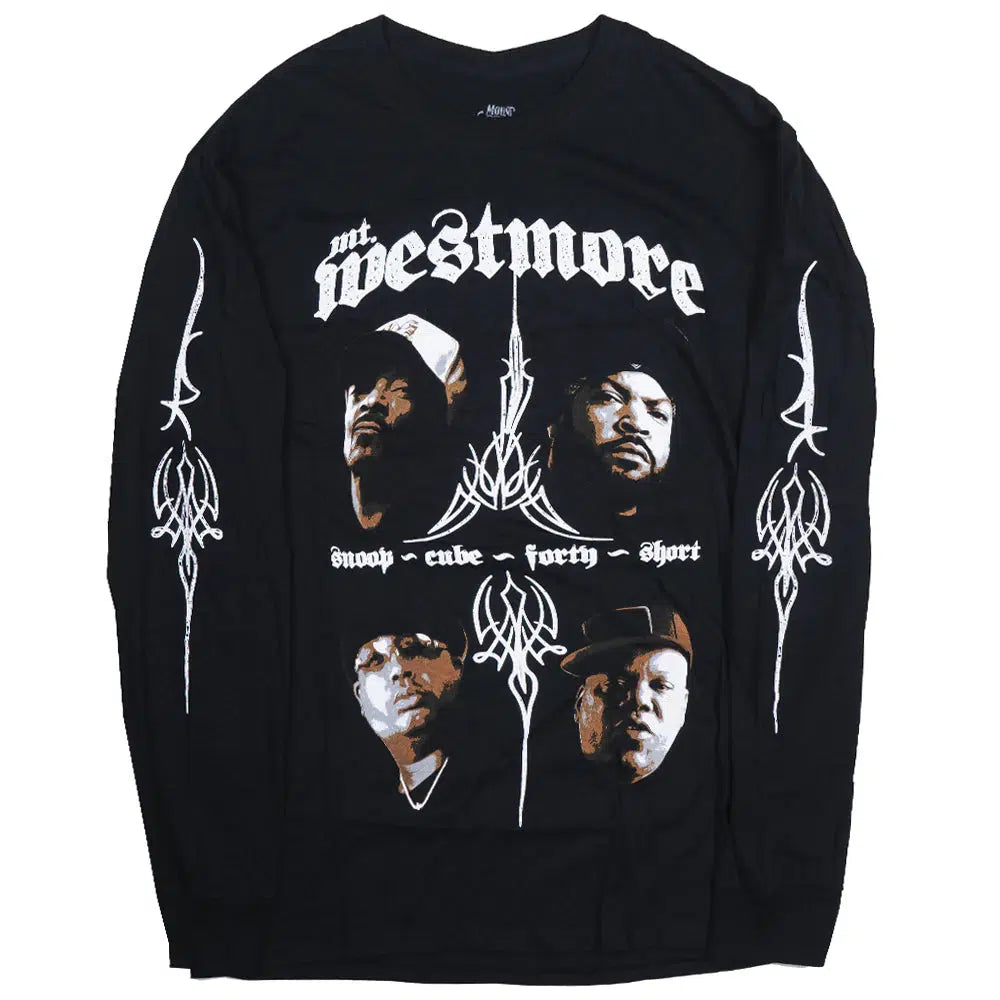 Mount Westmore Pinstripes Black Long Sleeve T-shirt "West Coast Rap, Hip Hop Supergroup"