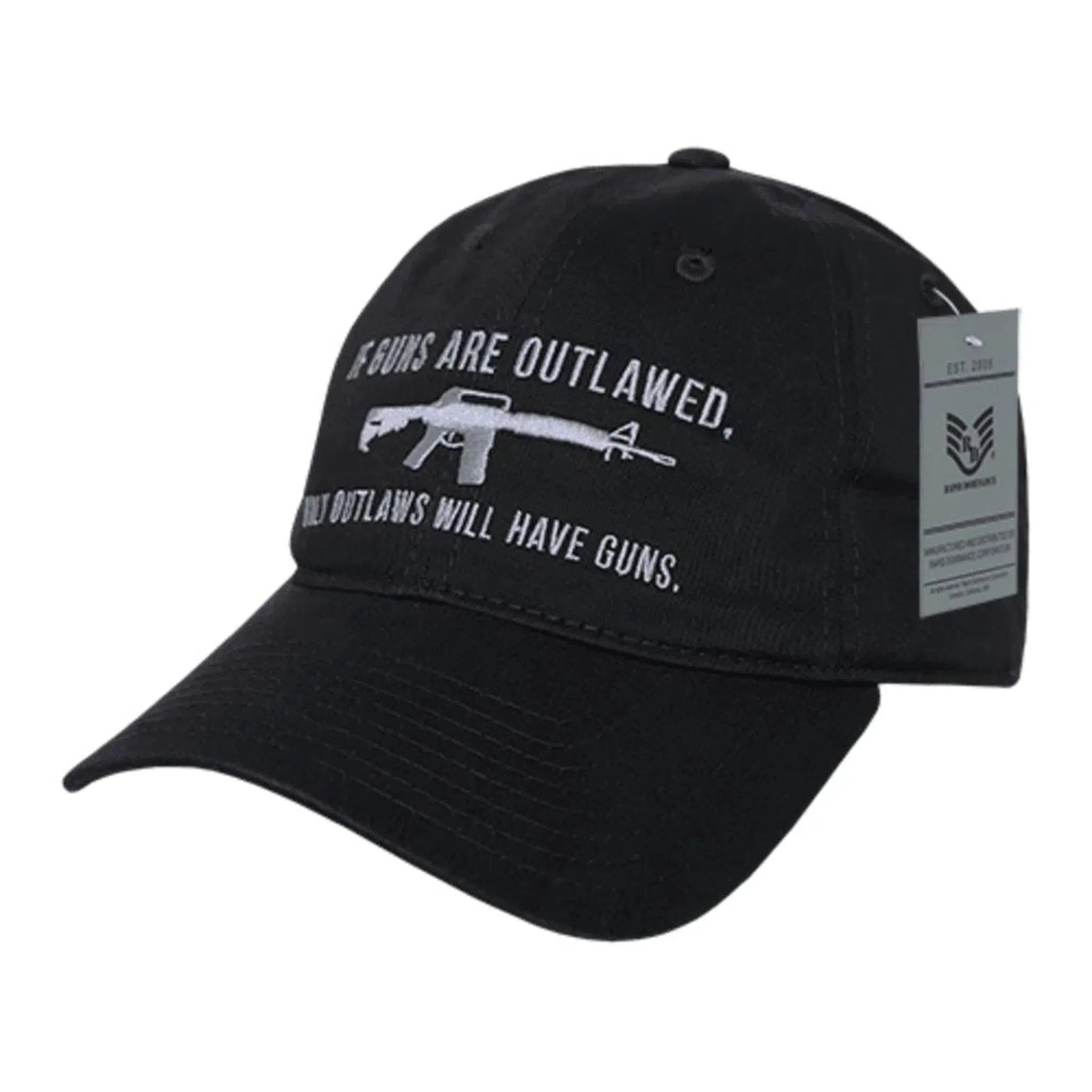 2nd Amendment "If Guns Are Outlawed Only Outlaws Will Have Guns" AR-15 Patriotic Relaxed Fit Black Tactical Hat