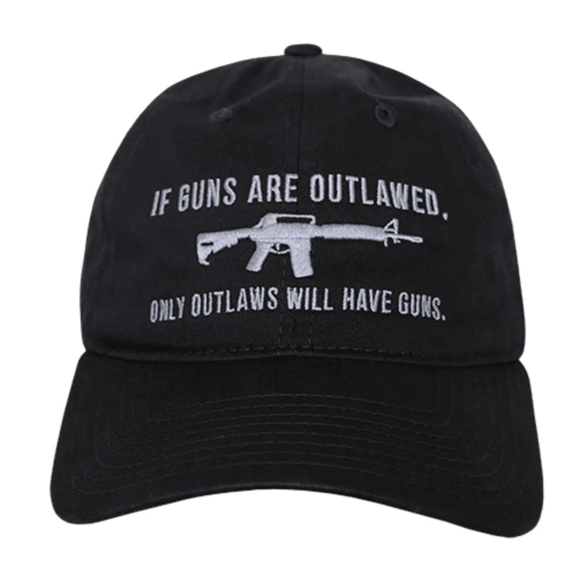 2nd Amendment "If Guns Are Outlawed Only Outlaws Will Have Guns" AR-15 Patriotic Relaxed Fit Black Tactical Hat