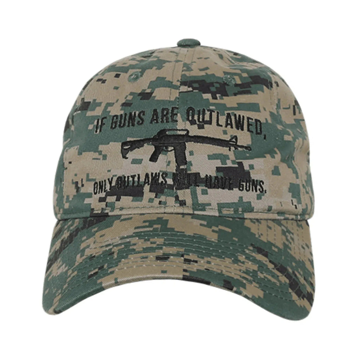 2nd Amendment "If Guns Are Outlawed Only Outlaws Will Have Guns" AR-15 Patriotic Relaxed Fit Digi Camo Tactical Hat