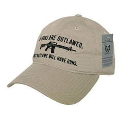 2nd Amendment "If Guns Are Outlawed Only Outlaws Will Have Guns" AR-15 Patriotic Relaxed Fit Khaki Tan Tactical Hat