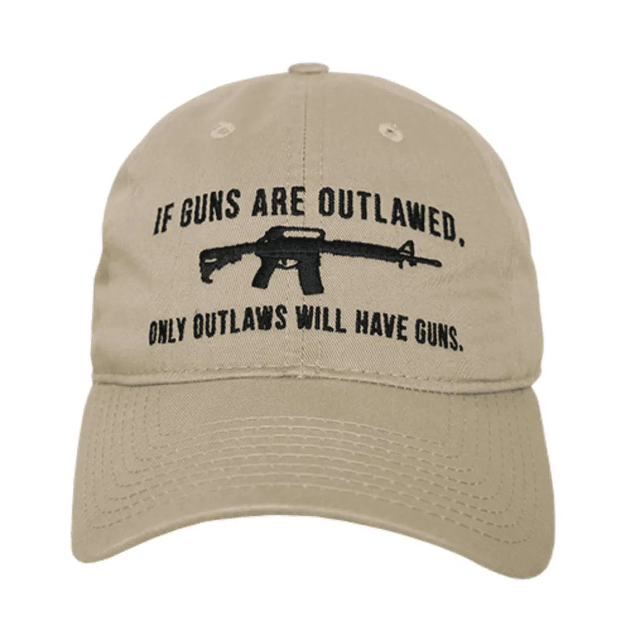 2nd Amendment "If Guns Are Outlawed Only Outlaws Will Have Guns" AR-15 Patriotic Relaxed Fit Khaki Tan Tactical Hat