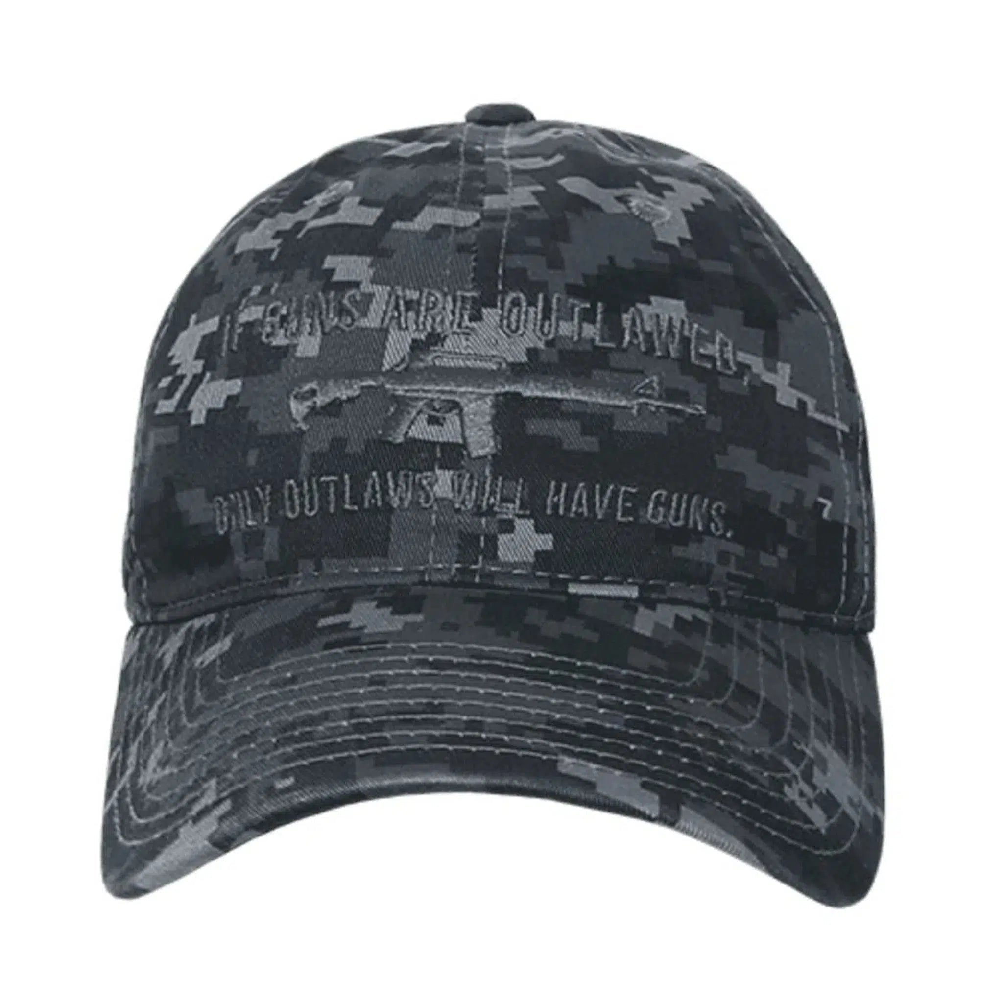 2nd Amendment "If Guns Are Outlawed Only Outlaws Will Have Guns" AR-15 Patriotic Relaxed Fit Nite Digi Camo Tactical Hat